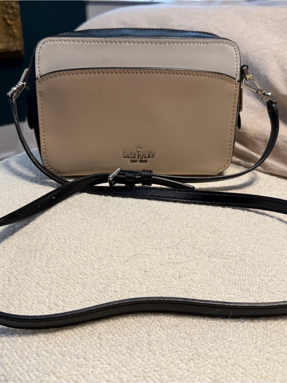 kate spade Beige, Cream and Black Colorblock Crossbody Bag